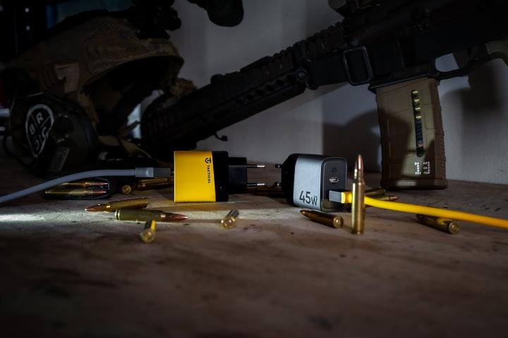 Actual product image Tactical Microgrid GaN 45W Charger Power Supply USB-C USB-A - Yellow (45 W)