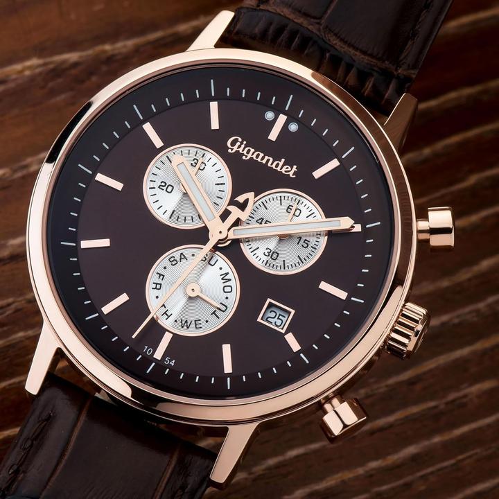 Image du produit Gigandet Montre analogique japonaise à quartz avec bracelet en cuir (Montre analogique)