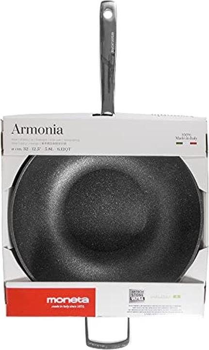 Actual product image Moneta Armonia Wok Sauté Pan, Non-Stick and Anti-Scratch Coating, Suitable for All Stovetops, Dishwasher Sa (32 cm, Wok, Aluminium)
