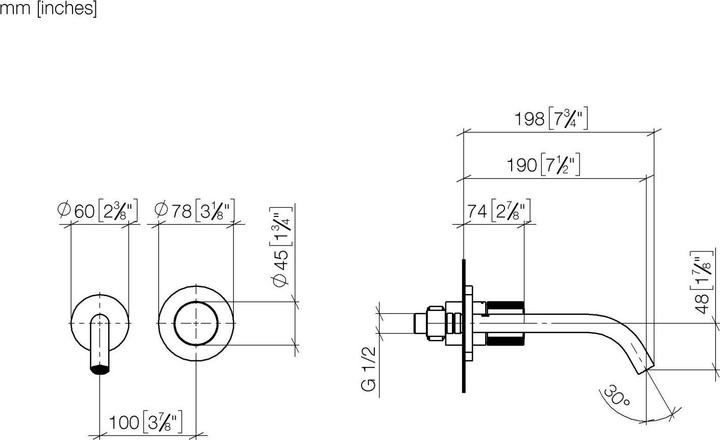 Produktbild Dornbracht Meta PURE Waschtisch-Wand-Einhandbatterie ohne Ablaufgarnitur, Ausladung 190 mm, starrer