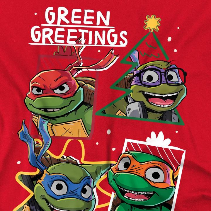 Actual product image Teenage Mutant NT Mens Green Greetings Christmas T-Shirt (4XL)