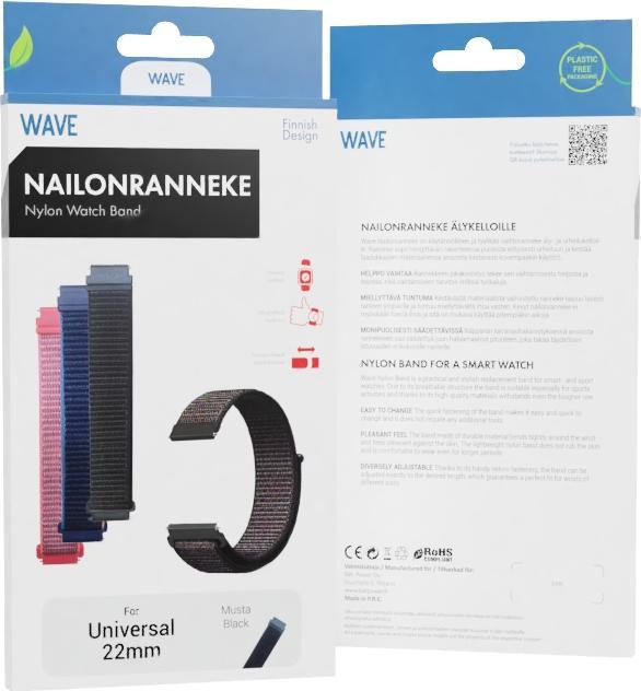 Actual product image Wave nailonranneke, ÃƒÂ¤ly- ja urheilukelloille, musta