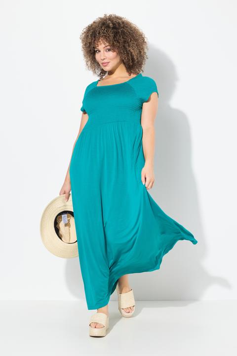 Produktbild Ulla Popken Kleid, A-Linie, gesmokt, Carré-Ausschnitt, Halbarm (42, 44)