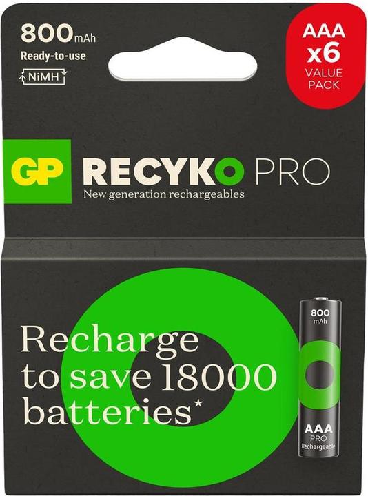 Produktbild GP Batteries GP Nab??jec?? bat. ReCyko Pro AAA (HR03) - 6ks (6 Stk., AAA, 800 mAh)