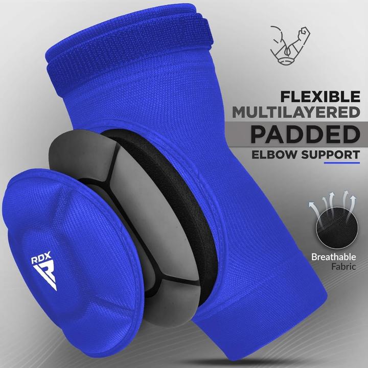Produktbild Rdx Ellenbogenschutz aus Schaumstoff Blau/Weiss-L (L, Ellbogenschoner, Paar)