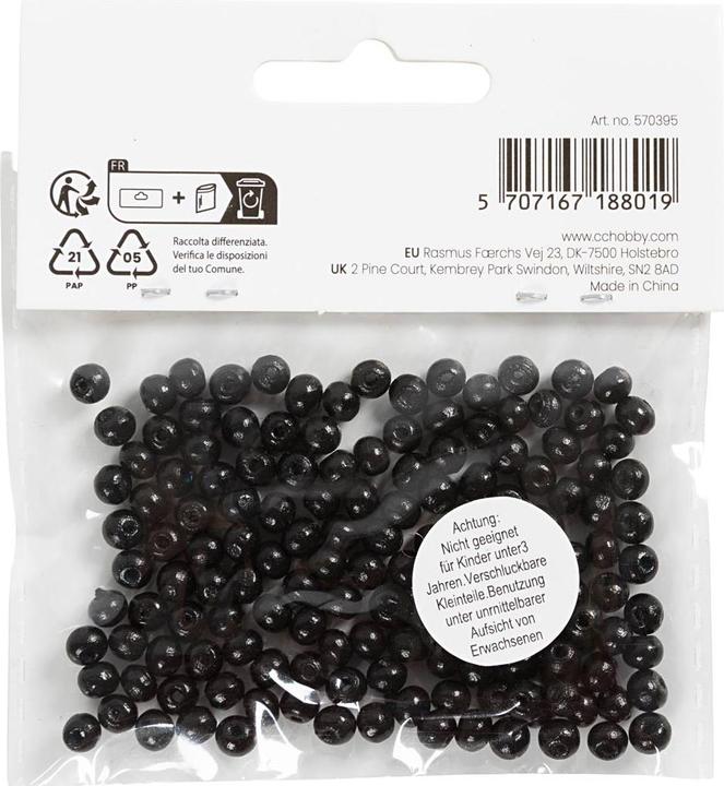 Produktbild Creativ Company Holzperlen Schwarz, 150 Stück.