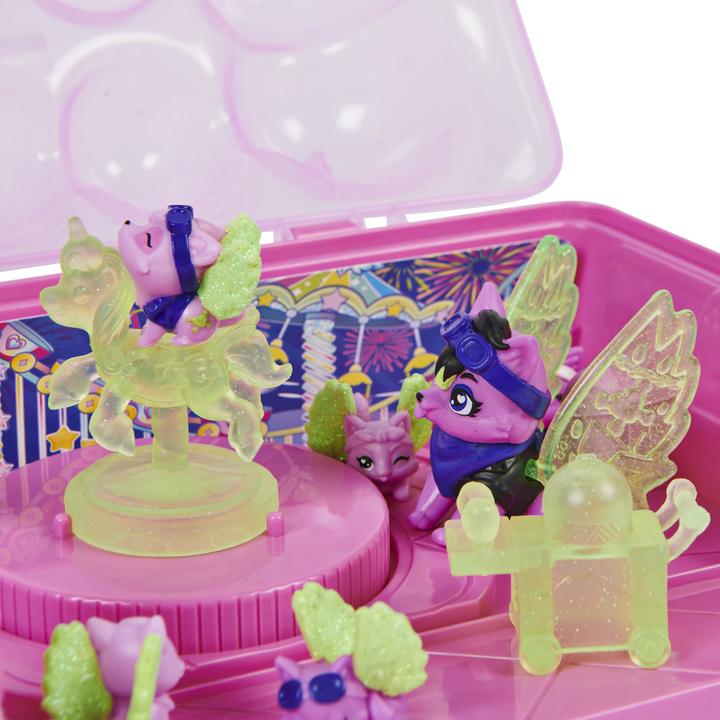 Actual product image Hatchimals Rainbowcation egg carton with wolf family, playset with 10 CollEGGtibles figures and 2 Zu