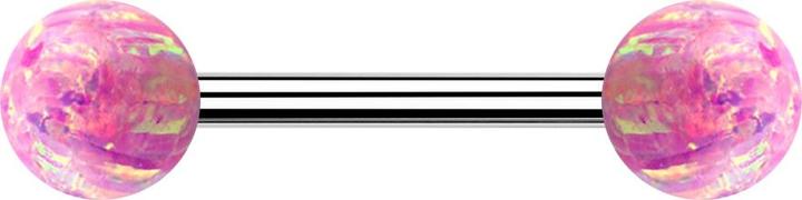 Immagine prodotto Star Piercing Barbell d'argento con due sfere rosa opale (senza ottone, Acciaio chirurgico 316L)