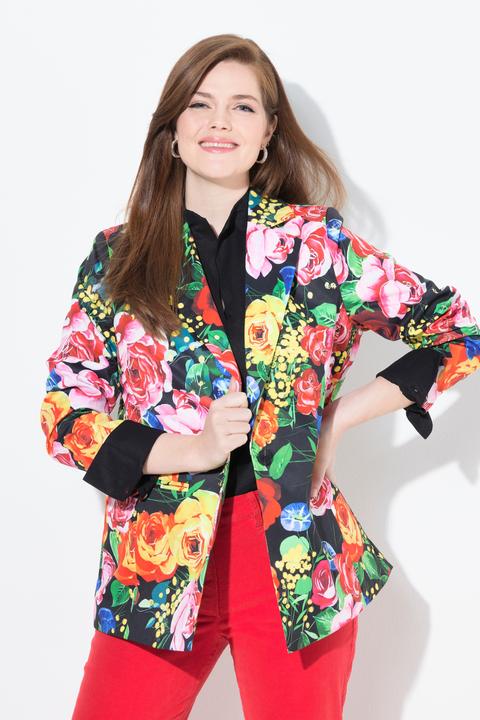 Produktbild Ulla Popken Blazer, Blütenmuster, Reverskragen, farbiges Futter (44)