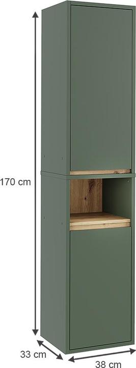Actual product image Vicco Bathroom cabinet Viola, Green/Artisan, 38 x 170 cm with 2 doors