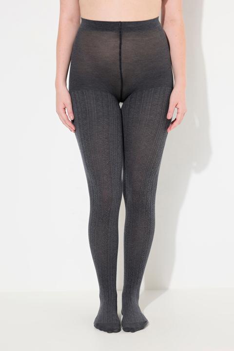 Actual product image Ulla Popken Textured Stretch Cotton Blend Knit Tights