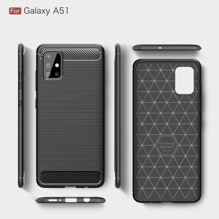Actual product image Cover-Discount Silicone Rubber Case Metal Carbon Look (Samsung Galaxy A51)