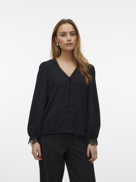 Image du produit Vero Moda Coupe normale Encolure en V Manches avec bouton Coupe volumineuse des bras Top Blouse (XS)