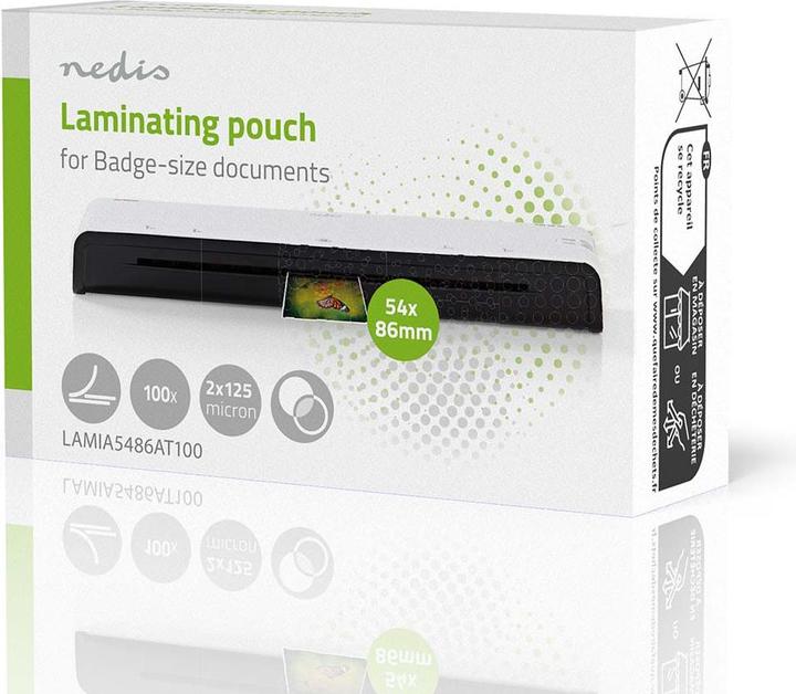 Actual product image Nedis Laminierfolie | 54x86mm | Dicke: 125 µm | verpackt zu: 100 Stück | PET | Transparent (54x86mm, 100 pcs., 125 µm)