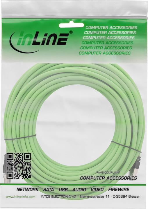 Image du produit InLine Câble réseau industriel, connecteur M12 8 pins X-code à connecteur RJ45, Cat.6A PUR, 20m (SF/UTP, CAT6a, 20 m)