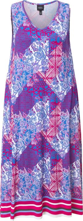 Image du produit Ulla Popken Robe maxi sans manches, mélange d'imprimés, décolleté rond et coupe évasée (54)