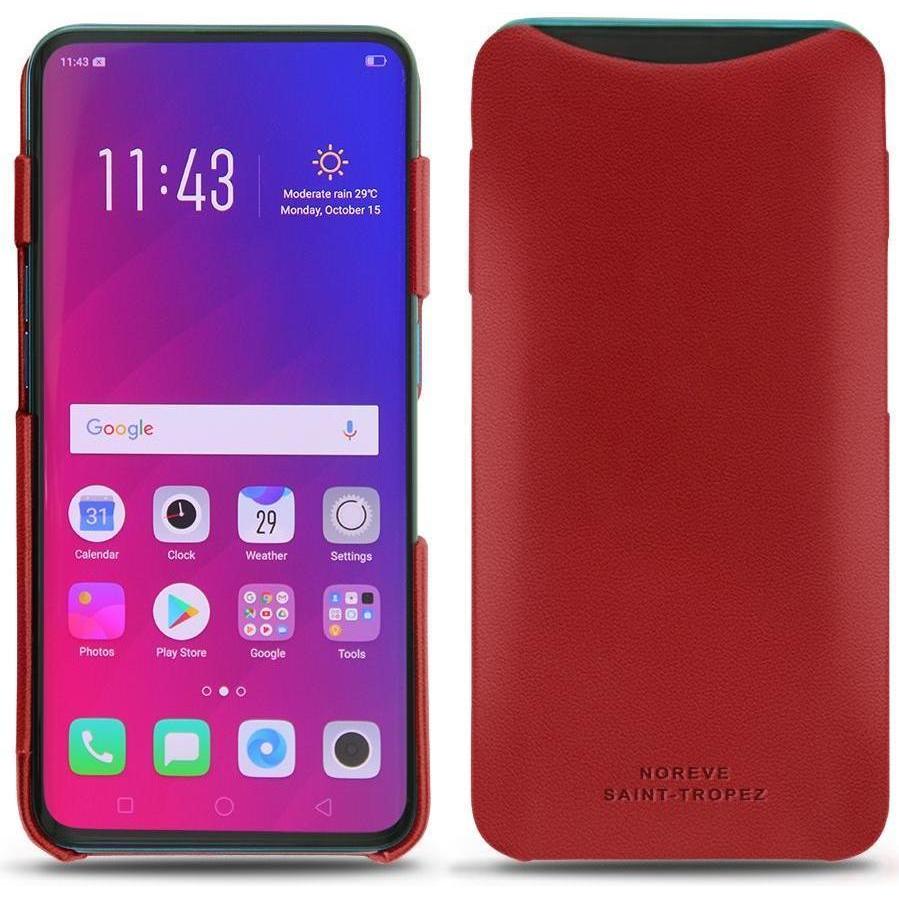 Noreve Lederschutzhülle (Oppo Find X), Smartphone Hülle, Rot
