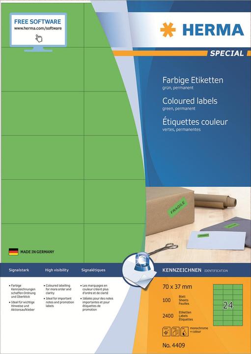Actual product image HERMA Coloured labels A4