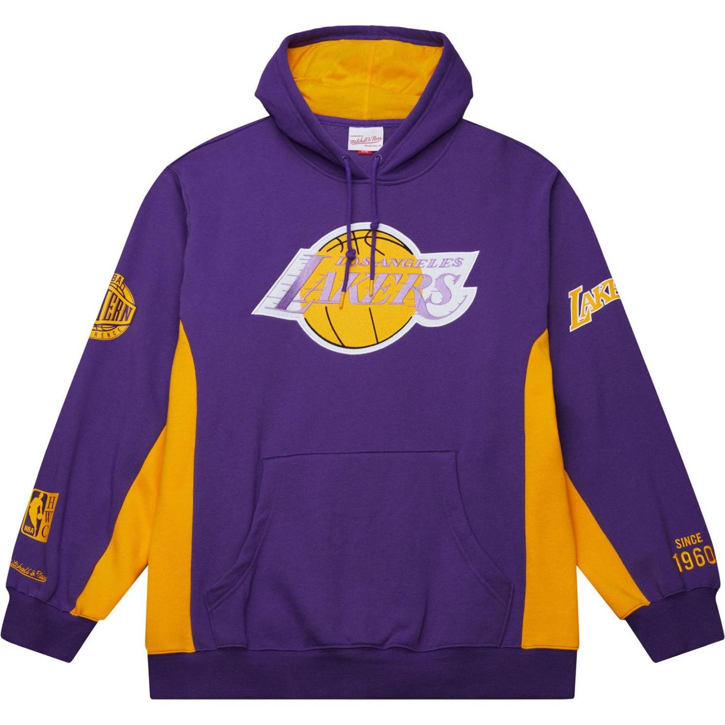 Mitchell & Ness, Herren, Pullover, Fleece Hoody ORIGINS Los Angeles Lakers - XL, Violett, (XL)
