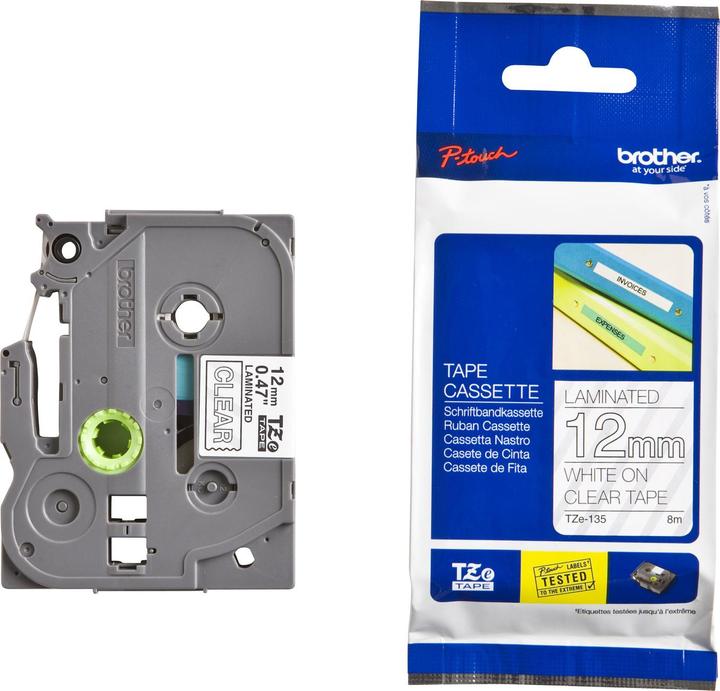 Actual product image Brother Tze-135 (1.20 cm, White, Transparent)