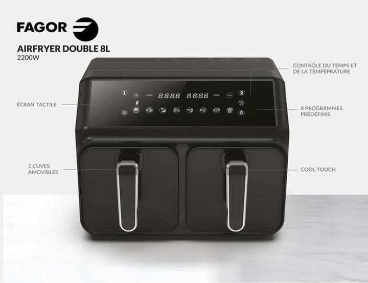 Produktbild Fagor Heissluftfritteuse FG2X4L Schwarz noir 2200 W 8 L