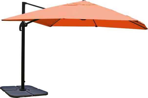 Actual product image Swisshandel24 Traffic light umbrella, gastronomy parasol, 3x3m (Ø4,24m) polyester/aluminium 23kg terracotta with