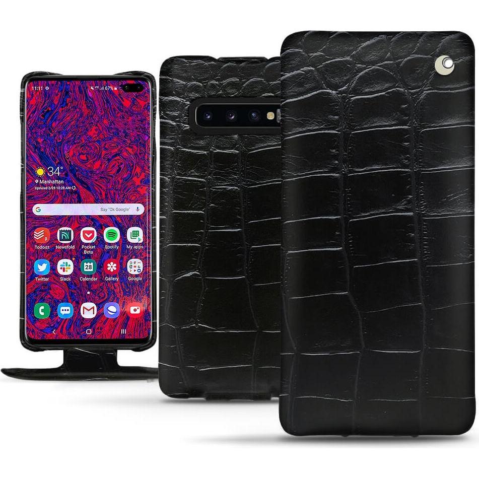 Noreve Lederschutzhülle vertikal (Samsung Galaxy S10+), Smartphone Hülle, Schwarz
