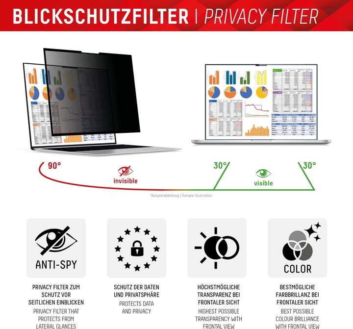 Produktbild Displex Privacy Safe randlos, Laptop Blickschutzfilter (15.60", 16 : 9)
