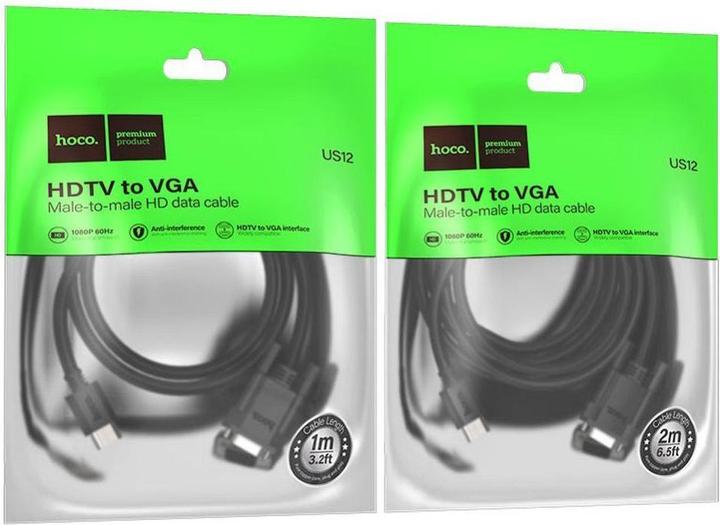 Produktbild Hoco Cable cable HDMI (male) to VGA (male) HD 1080p US12 2 m black (2 m, HDMI, 1.4)