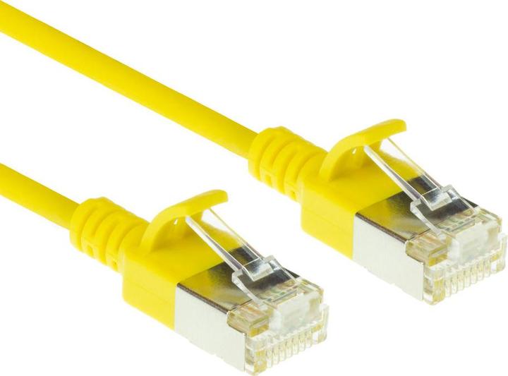 Actual product image Yellow 2 meter LSZH U/FTP CAT6A datacenter slimline patch cable snagless with RJ45 connectors (U/FTP, CAT6a, 2 m)