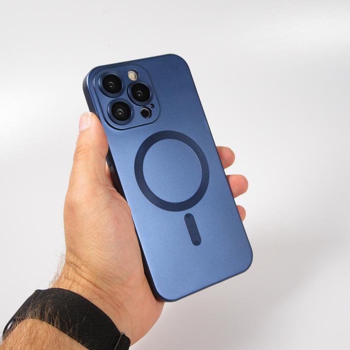 Produktbild PhoneLook Hülle Gummi weich mit Kameraschutzglas MagSafe Dunkelblau (Apple iPhone 15 Pro Max)