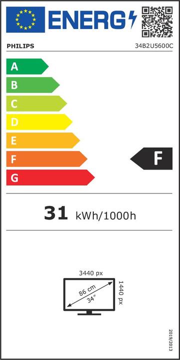Energie-Label Philips 34B2U5600C/00 (3440 x 1440 Pixel, 34")