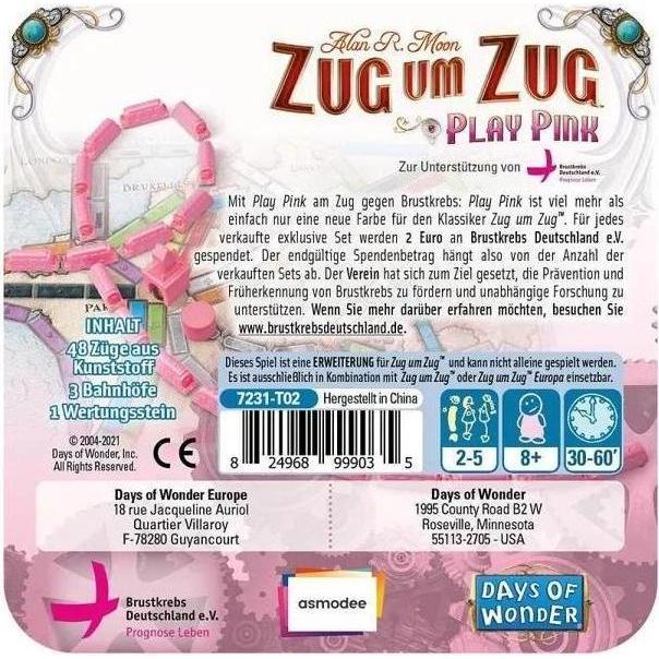 Thumbnail - Asmodée DOWD0019 - Zug um Zug-Play Pink, (6er-Display), für 2-5 Spieler, ab 8 Jahren, (DE-Erweiteru (Deutsch)
