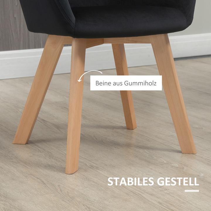 Image du produit Homcom Esszimmerstuhl Samt(100% Polyester), Gummiholz Schwarz