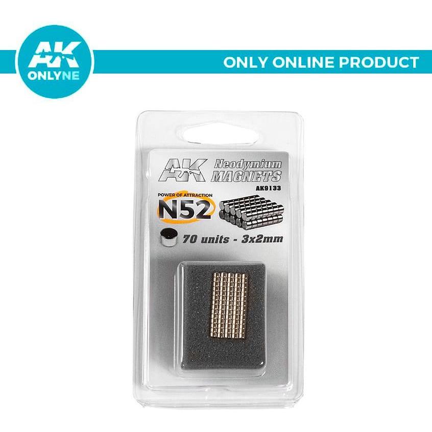 AK Interactive, Magneti, - Aimants Neodyme 3x2mm N52 (70 Pièces)