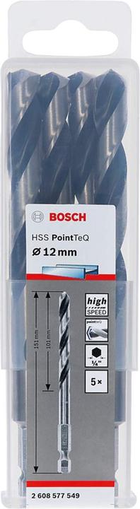 Produktbild Bosch Professional Zubehör HSS PointTeQ Sechskantbohrer 12,0 mm, 5-tlg. (12 mm)