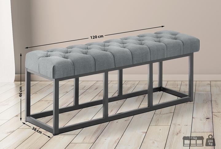 Actual product image Swisshandel24 Bench Amun fabric B120, dark grey (120 cm)