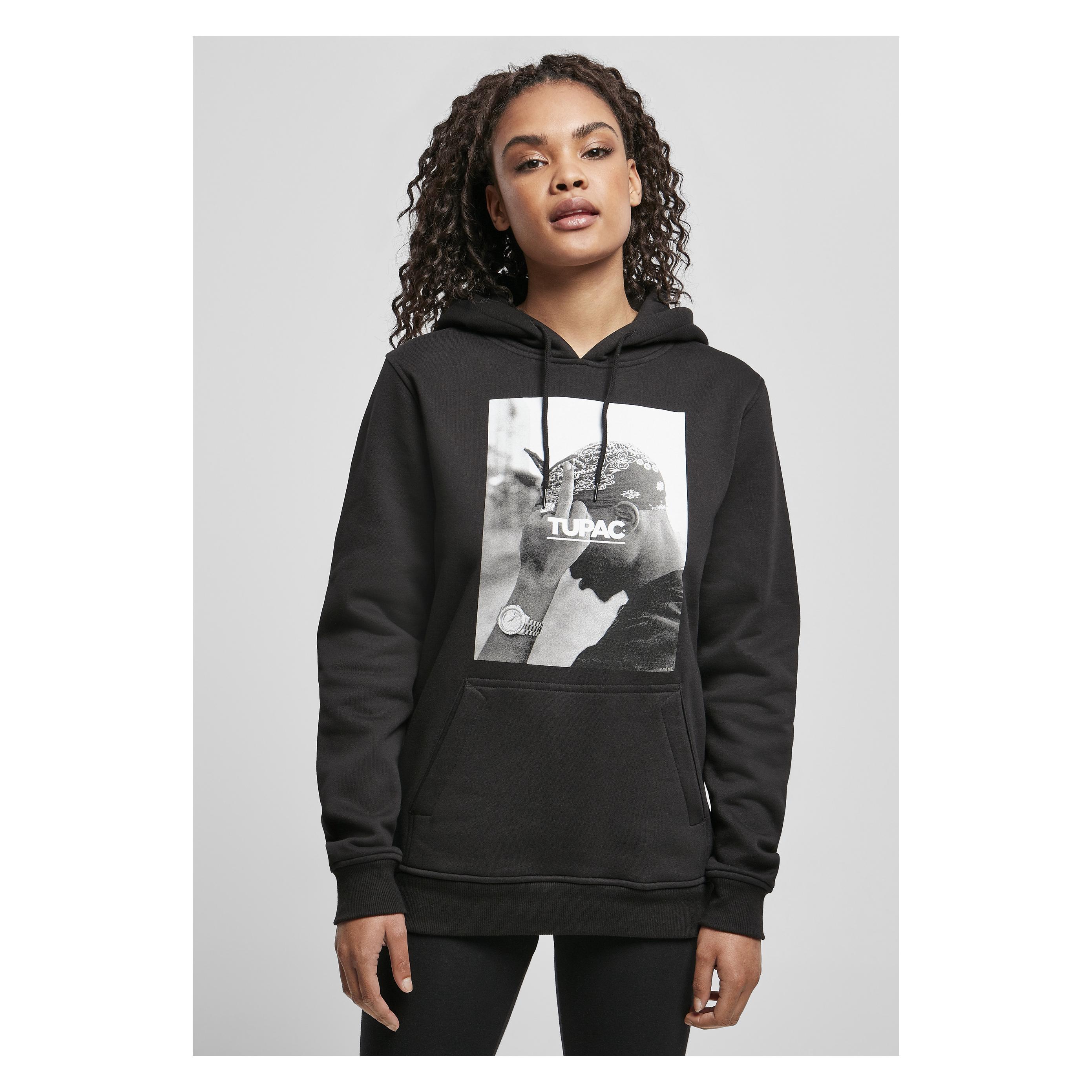 Mister Tee, Damen, Pullover, Ladies 2Pac F*ck The World Hoody Heather Grey Xxl, Schwarz, (L)