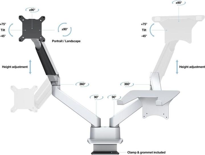 Image du produit Multibrackets Support d'écran Duo 32", alu, silver, pivotant à 90 (Tables, 32", 10 kg)