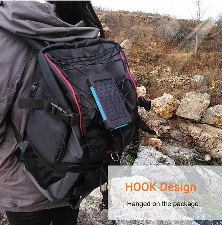 Actual product image PhoneLook Batterie externe étanche 10000mAh Power Bank avec panneau solaire & LED (10000 mAh)