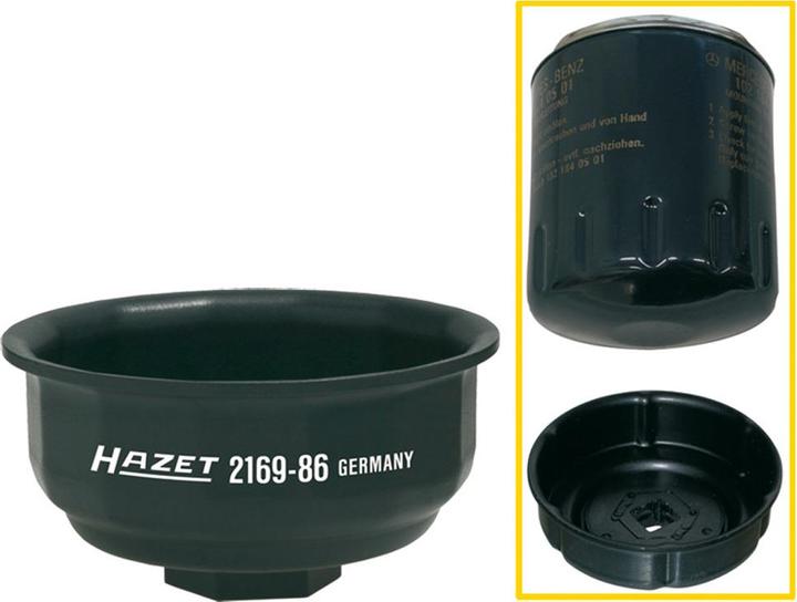 Image du produit HAZET Clé pour filtres à huile 2169-86 ∙ Carré creux 12,5 mm (1/2 pouce) ∙ Profil à rainures ∙ 97 m…