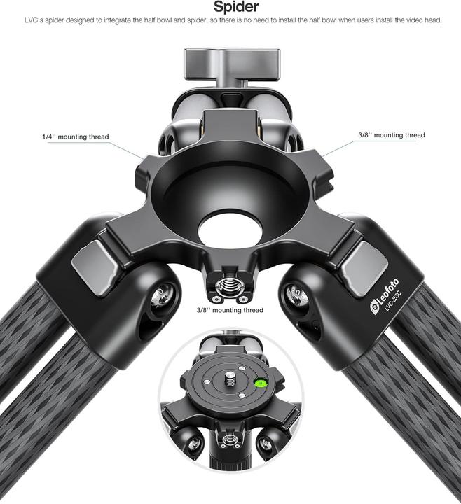 Produktbild Leofoto Video Tripod LVC-253C+BV-15 (Carbon)
