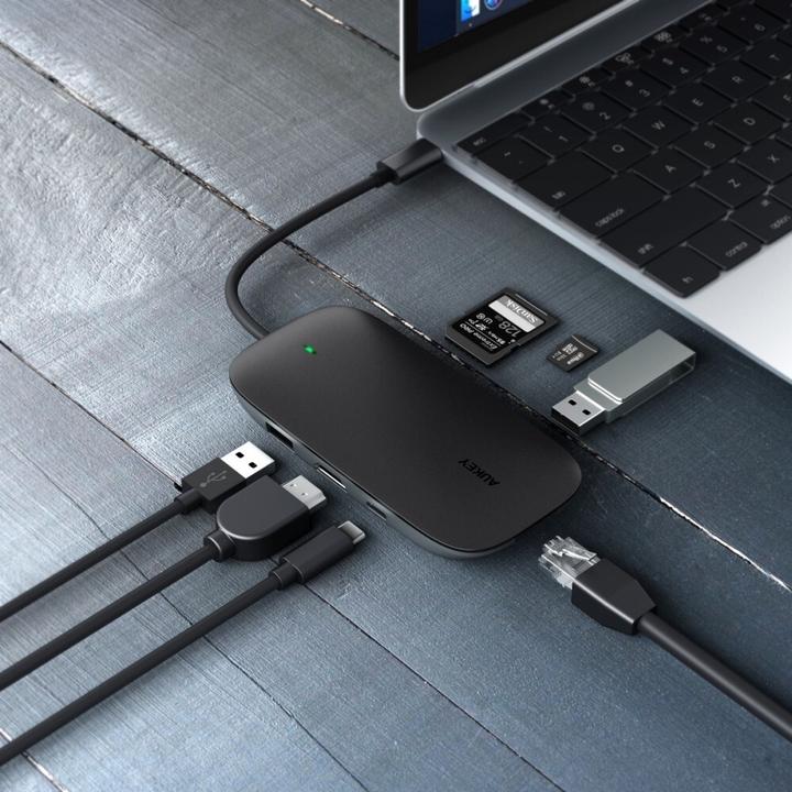 Produktbild Aukey I/O-HUB USB3 3PORT CB-C71/LLTSN1001018 (USB-C, 8 Ports)
