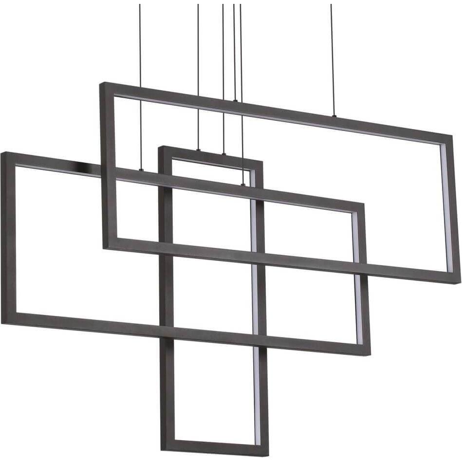Ideal lux, Pendelleuchte, FRAME LED Pendelleuchte 93W Schwarz warmweiss 269382 (10700 lm)