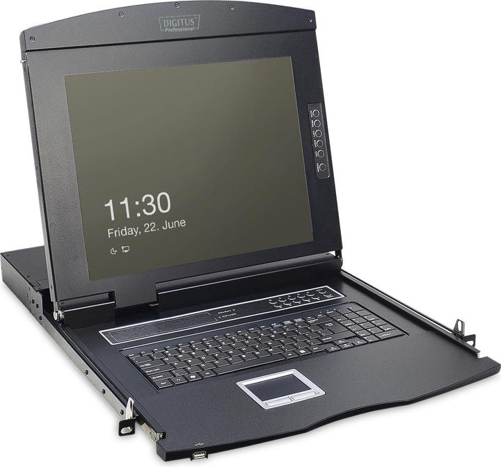 Produktbild Digitus Modulare Konsole mit 17" TFT (43,2cm), 8-Port KVM & Touchpad, italienische Tastatur