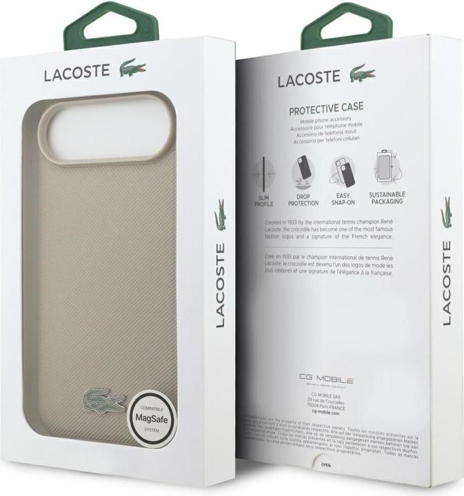 Produktbild Lacoste Case Petit Pique Lacquer Logo MagSafe for iPhone Air taupe (Apple iPhone Air)