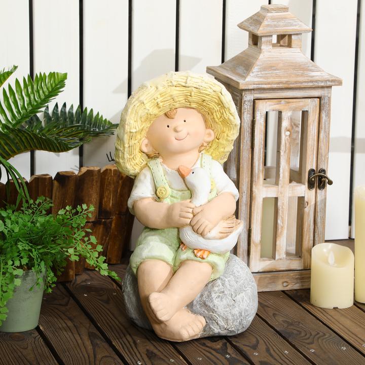 Produktbild Outsunny Gartenstatue mit Strohhut