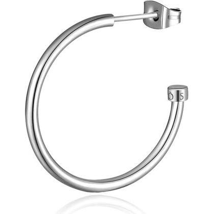 Sagapo, Ohrringe, S'AgapÃµ - Single steel round earrings Happy Ears SHEA16 - Diameter: 2.7 cm