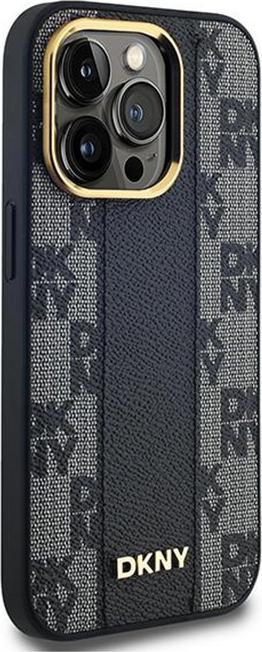 Actual product image DKNY DKHMP14LPCPVSLK iPhone 14 Pro 6.1" czarny/black hardcase Leather Checkered Mono Pattern MagSafe (Apple iPhone 14 Pro)