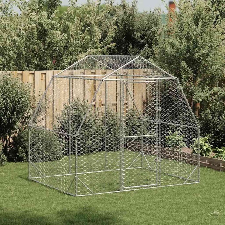 Immagine prodotto VidaXL Pollaio 2,5x2x2,25 m Recinto per polli ruspanti in acciaio zincato Recinto per animali